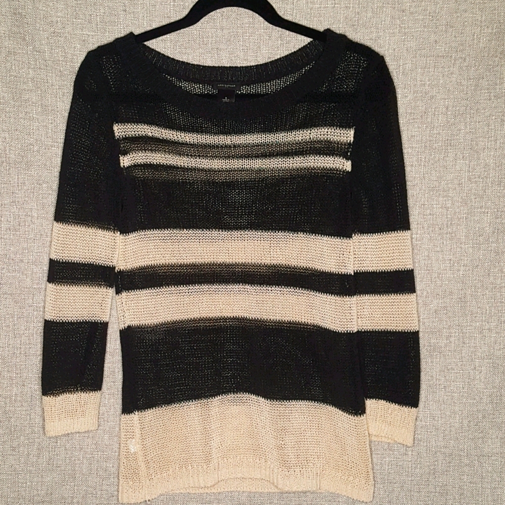 Ann Taylor Striped Mesh Top EUC Size S